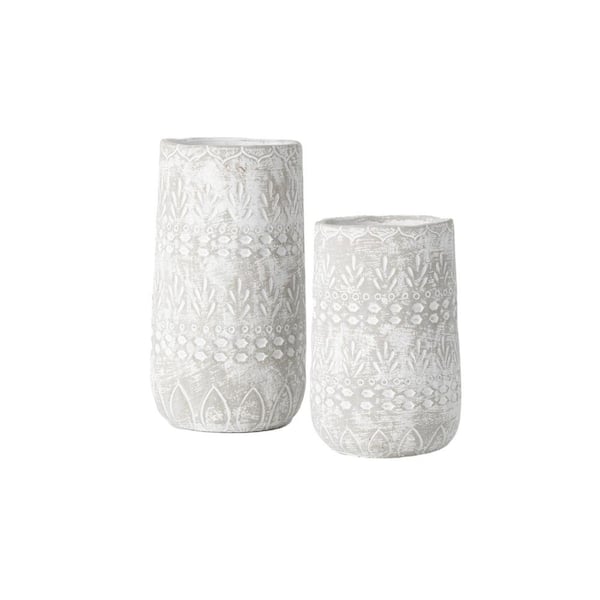 SULLIVANS 10.5" and 8" Gray Cement Pot (Set of 2)