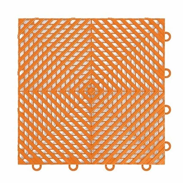 IncStores FlooringInc Orange Vented 12 in. W x 12 in. L x 3/8 in. T Polypropylene Garage Flooring Tiles (52 Tiles/52 sq.ft.)