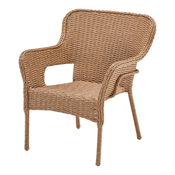 StyleWell Eastlake Honey Brown Stack Wicker Outdoor Lounge Chair