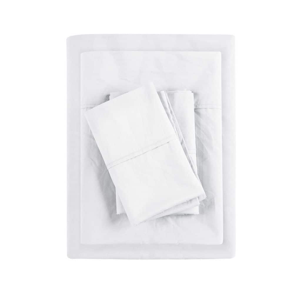 Luxurious Full/Double White Cotton Percale Sheet Set