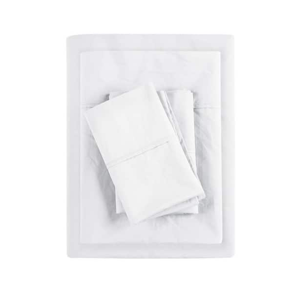 Madison Park White King 200 Thread Count Relaxed Cotton Percale Sheet ...