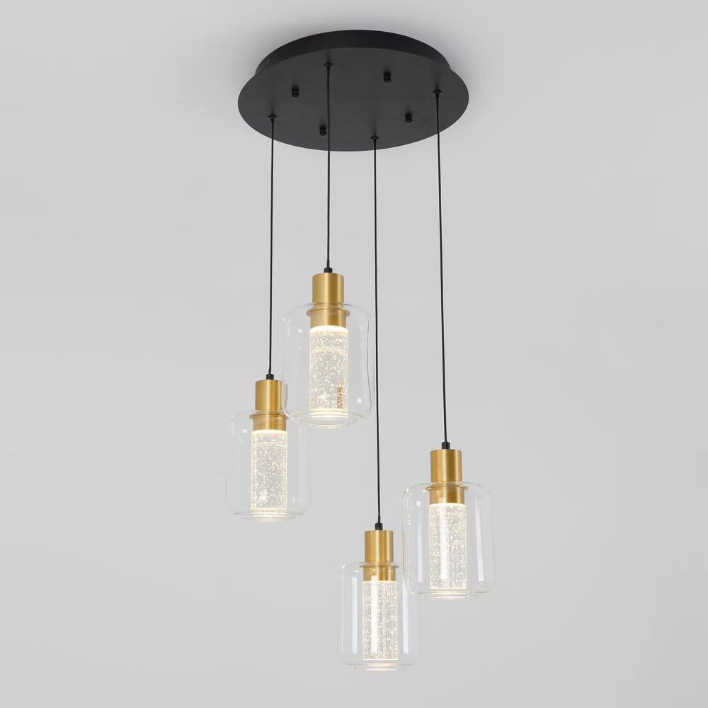72" Gold Glass Globe LED Indoor/Outdoor Pendant