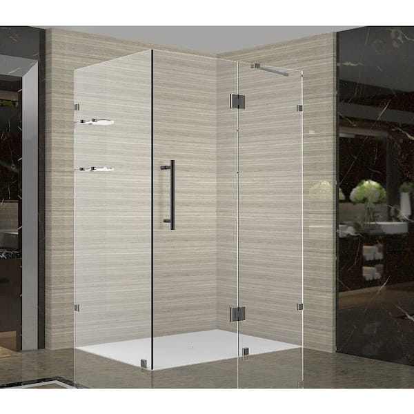 Aston Avalux GS 36 in. x 32 in. x 72 in. Completely Frameless Shower Enclosure with Glass Shelves in Oil Rubbed Bronze