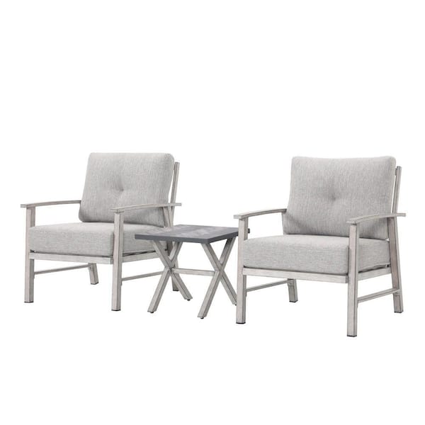 Gray 19 in. sq. Aluminum Outdoor Side Table with Resin Tabletop
