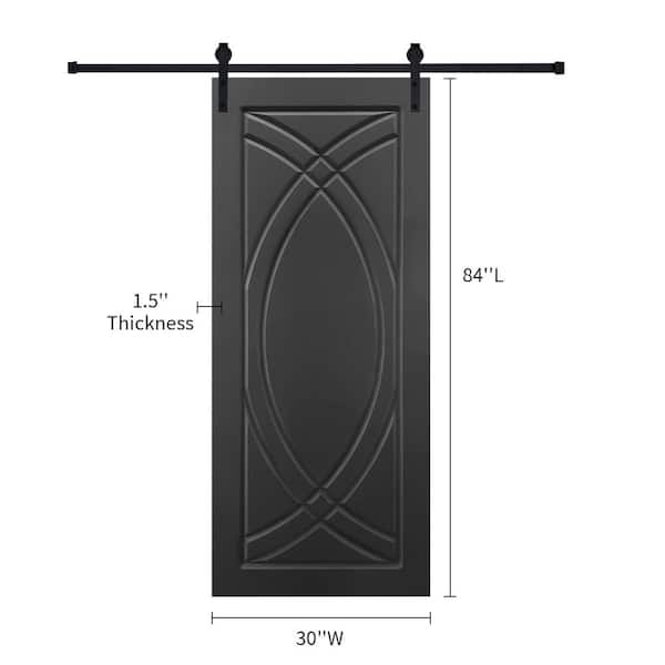 AIOPOP HOME Modern Eight Panel 24 in. x 84 in. MDF Black Barn Sliding ...