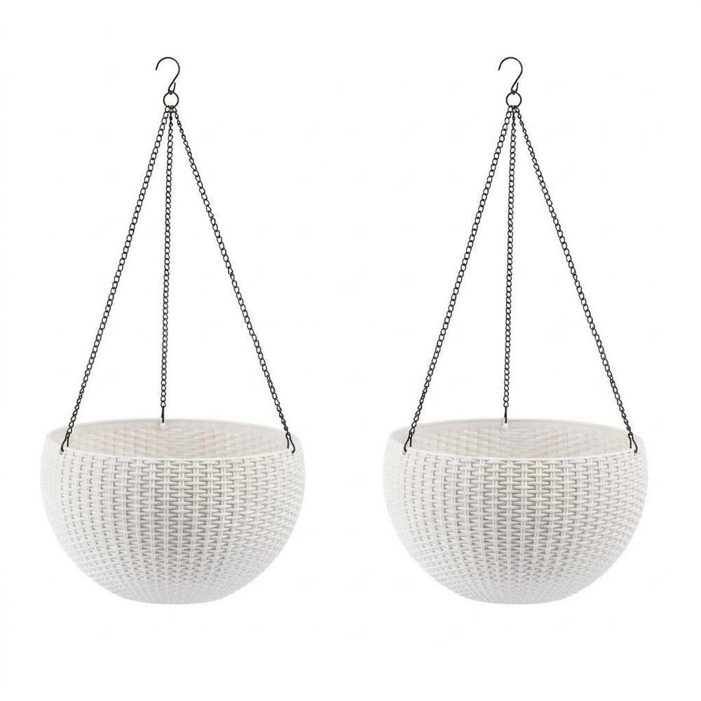 13.4 in. Dia White Plastic Hanging Basket, Dual-Use for Indoor and Outdoor Decoration (2-Pack) price history on PriceWatchPro