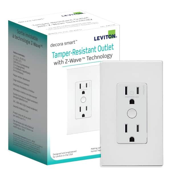 Leviton Decora Smart Tamper Resistant Duplex Outlet With Z Wave Technology Zw15r 1bw The Home 0621