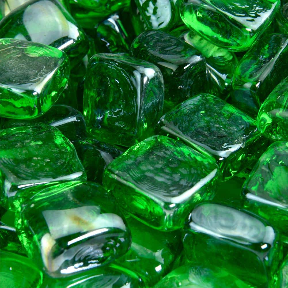 Emerald Green Decorative Fire Glass Cubes, 10 lbs