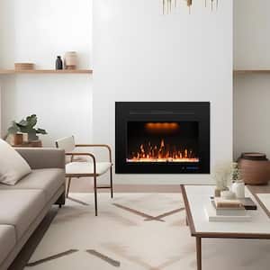 35.43 in. Electric Fireplace Insert, 3 Flame and Top Light, Crackling Sound, 62°F to 99°F