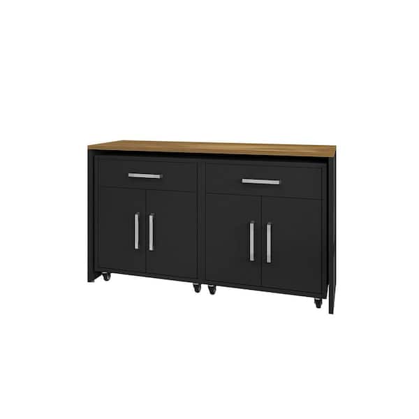 Manhattan Comfort Eiffel 59.84 in. W x 36.22 in. H x 19.69 in. D Garage Storage System in Matte Black (3-Piece)