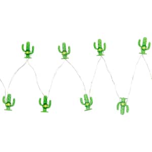 10-Count LED Green Cactus Fairy Lights - Warm White