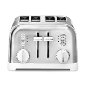 Classic Series 4-Slice White Wide Slot Toaster with Crumb Tray