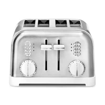 Classic Series 4-Slice White Wide Slot Toaster with Crumb Tray