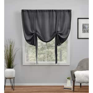 Exclusive Home Sateen Tie Up Shade Charcoal Solid Room Darkening Rod Pocket  Indoor Curtain Panel, 52 In. W X 63 In. L (Set Of 2) Yb013623Dseha1 A114 -  The Home Depot