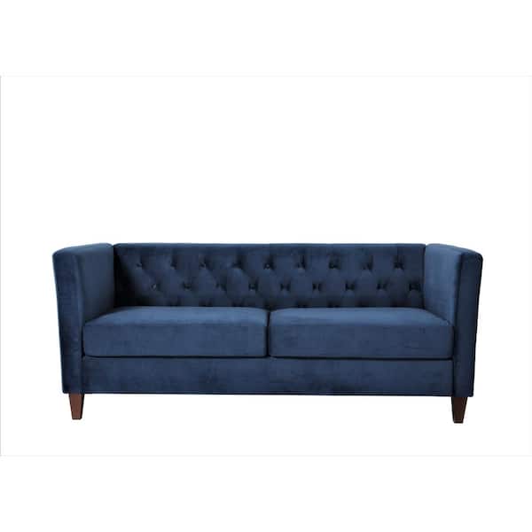US Pride Furniture Leeanna 73.3''W Flared Arm Velvet Straight Sofa in Blue