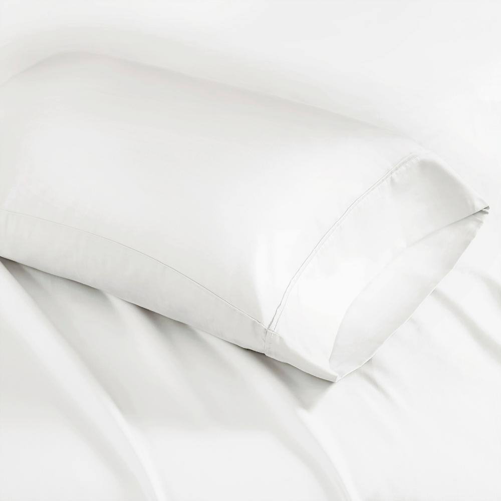 Queen White Cotton Polyester Sateen Sheet Set