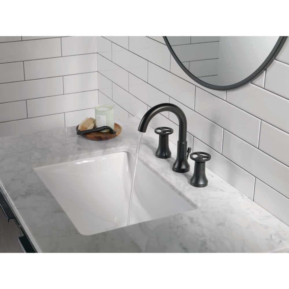Matte Black Brass Modern Widespread Bathroom Faucet