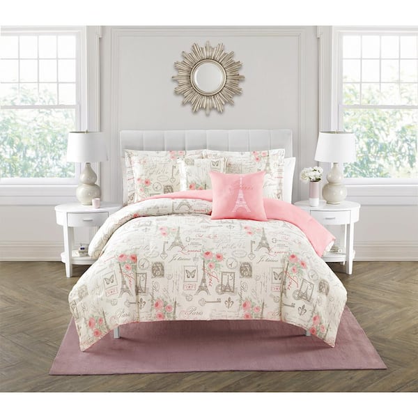 Unbranded 5-Piece White City of Romance Microfiber Full/Queen Comforter Set