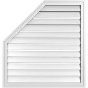36 in. x 38 in. Octagonal Surface Mount PVC Gable Vent: Functional with Brickmould Frame