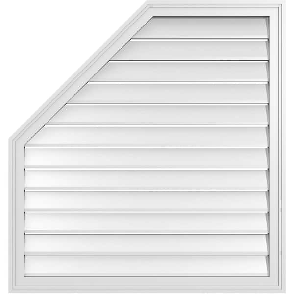 Ekena Millwork 36 in. x 38 in. Octagonal Surface Mount PVC Gable Vent: Functional with Brickmould Frame