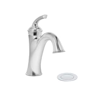 Elm Single-Hole Single-Handle Bathroom Faucet with Push Pop Drain in Polished Chrome (1.0 GPM)