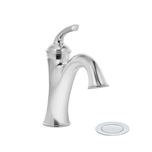 Symmons Elm Single-Hole Single-Handle Bathroom Faucet with Push Pop Drain in Polished Chrome (1.0 GPM)