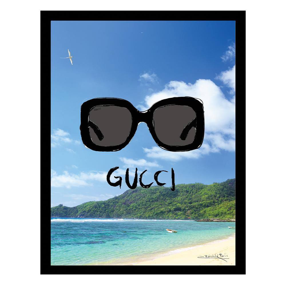 Gucci Sunglasses Beach Scene 14x18 Framed Print