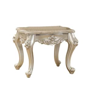 Bently 31 in. Champagne Square Marble End Table