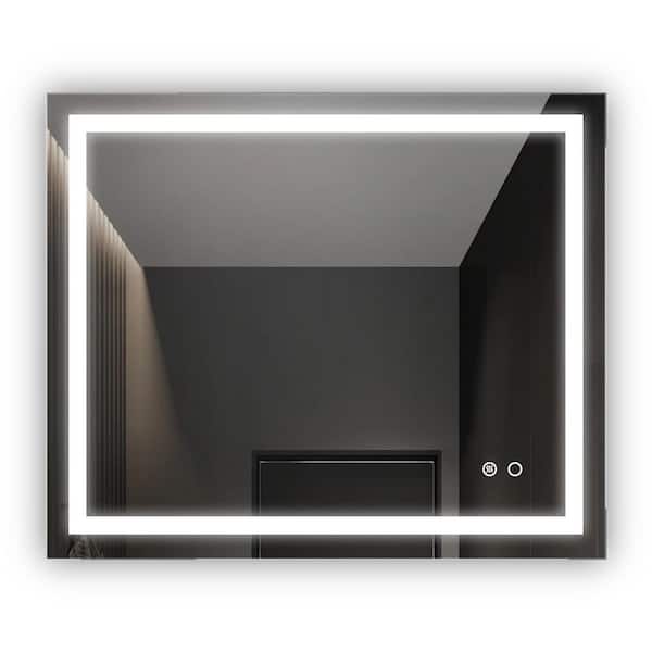 EAKYHOM 36 in. W x 30 in. H Large Rectangular Frameless Vertical and Horizontal Led Light Anti-Fog Wall Bathroom Vanity Mirror