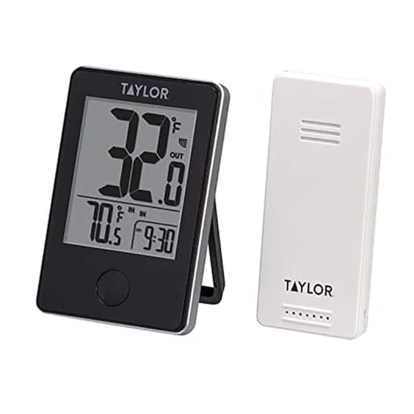Wireless Digital Indoor Outdoor Thermometer with Remote Sensor, Large LCD Display, Black