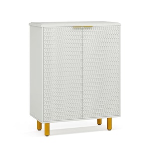 Cezalinda White Shoe Cabinet with Doors, 20-25 Pair Entryway Shoe Storage with Adjustable Shelves, Freestanding 5-Tier