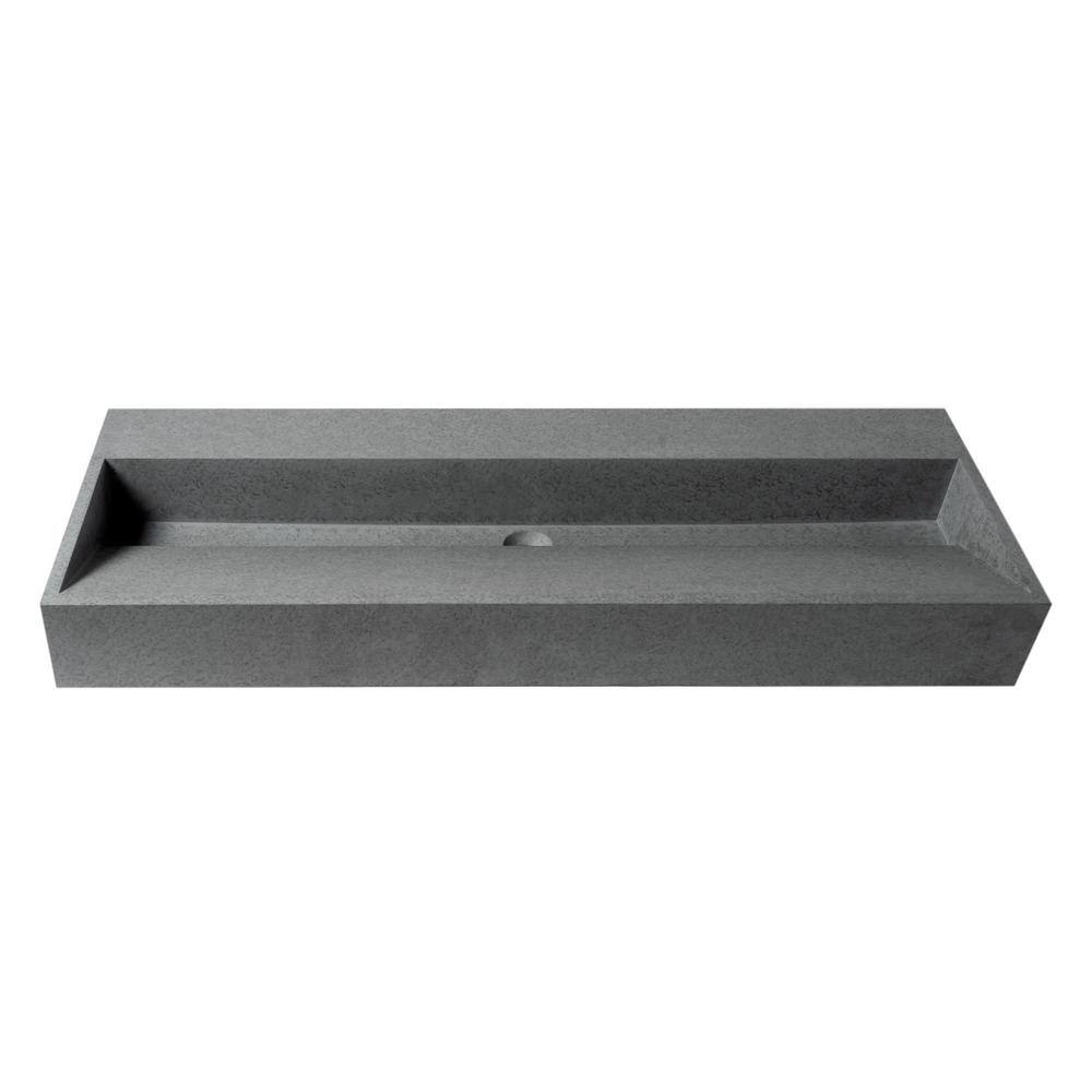 Gray Matte 52" Ceramic Rectangular Bathroom Sink