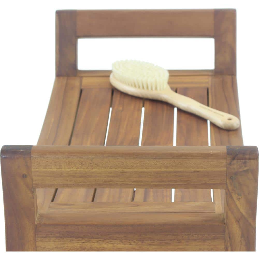 Ascend Teak 18'' Spa Shower Bench with Storage Shelf