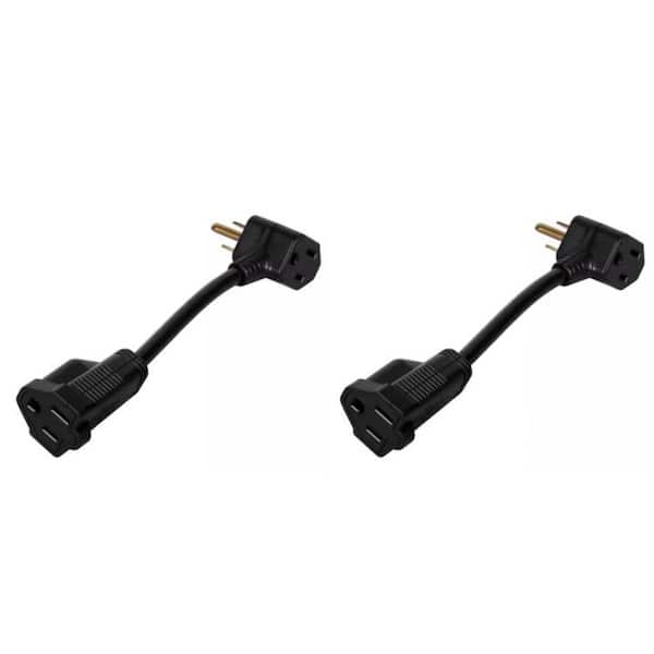 0.5 ft. 16/3 Extension Cord, Indoor, Black (2-Pack)