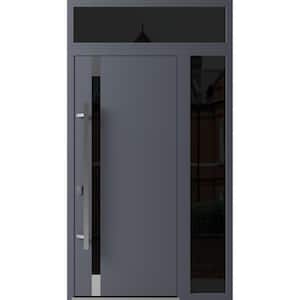 1011 48 in. x 96 in. Right-hand/Inswing 2 Sidelight Tinted Glass Grey Steel Prehung Front Door with Hardware
