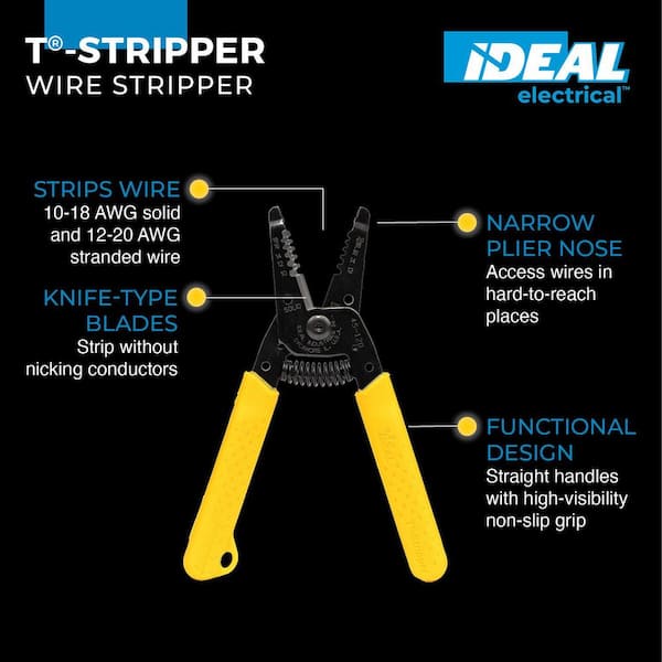 T-Stripper Wire Stripper and Cutter for 10 - 18 AWG Solid Wire
