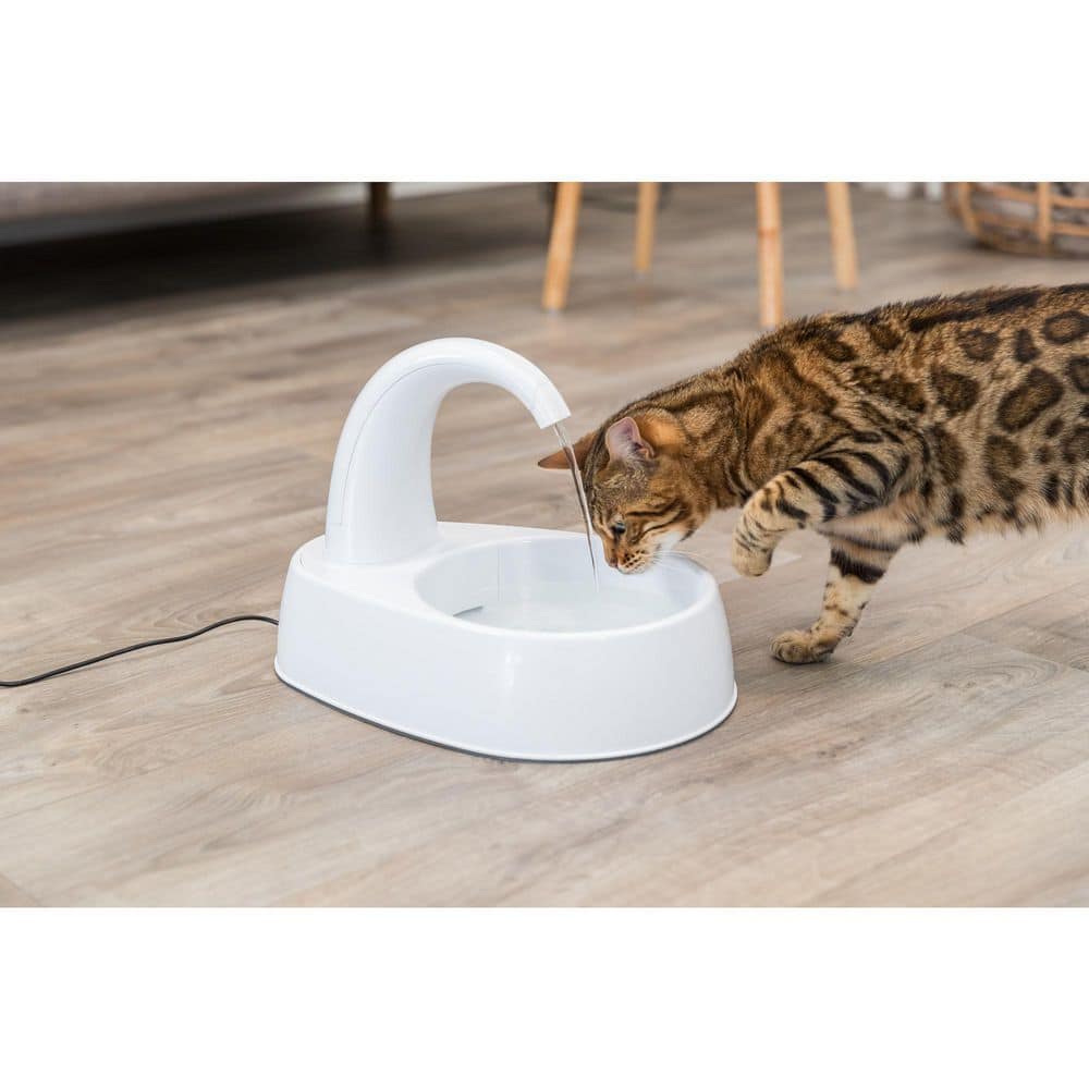 White Curved Stream Pet Water Fountain with Filter, 84.5oz