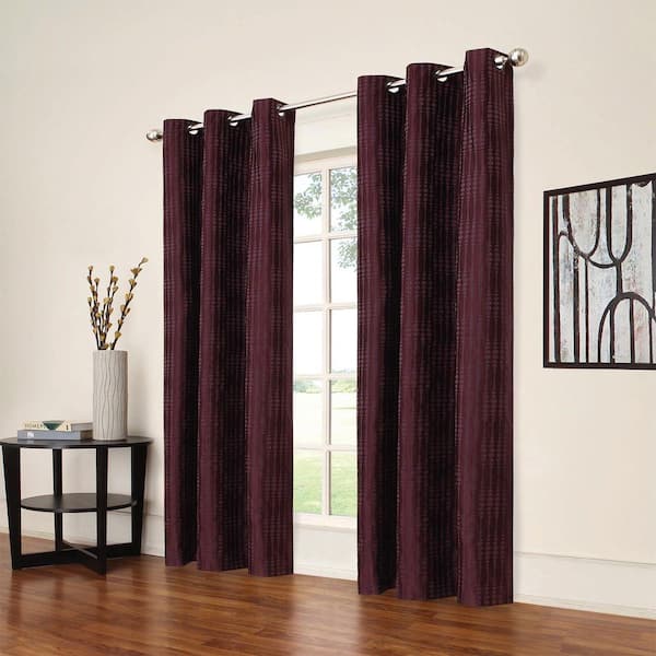 Eclipse Blackout Captree Blackout Plum Polyester Grommet Curtain - 42 in. W x 95 in. L