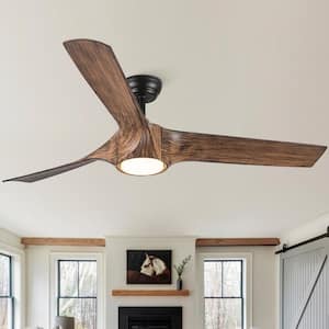 Farmhouse 56 in. Integrated LED Indoor Brown Wood Ceiling Fan Light Kit with Remote Control and DC Motor