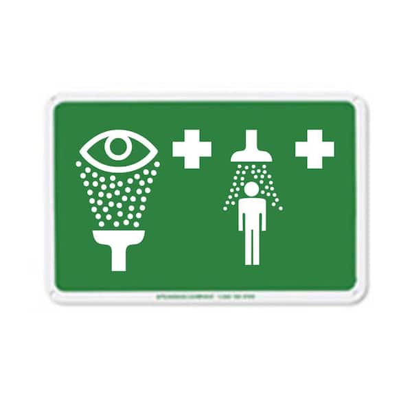 Speakman 12 in. x 7.875 in. Green on White Aluminum Safety Sign