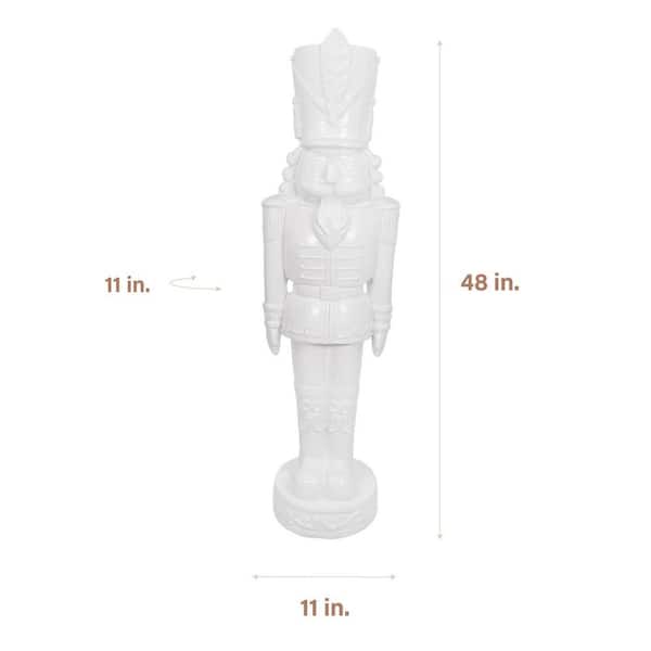 4 ft. Glossy White Resin Nutcracker Soldier Christmas Decoration