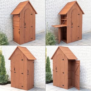 45 in. W x 28 in. D x 83 in. H Medium Brown Cypress Multi-Compartment Shed with Drop Table
