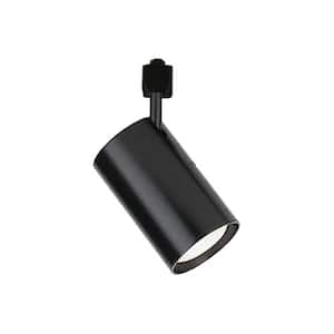 1-Light Black Adjustable Small Flat Back Cylinder Track Lighting Head