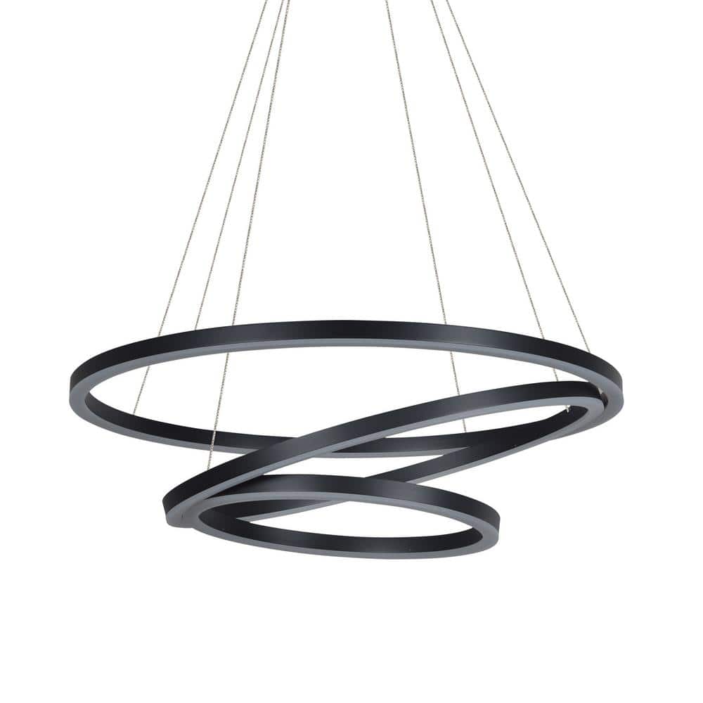 Tania Trio 32" Black Modern Adjustable Circular LED Chandelier