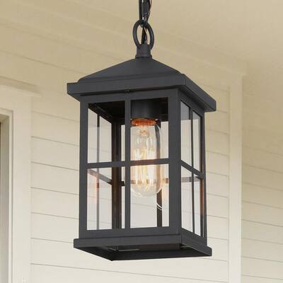 LNC Modern Black Outdoor Sconce with Clear Glass Shade 1-Light ...