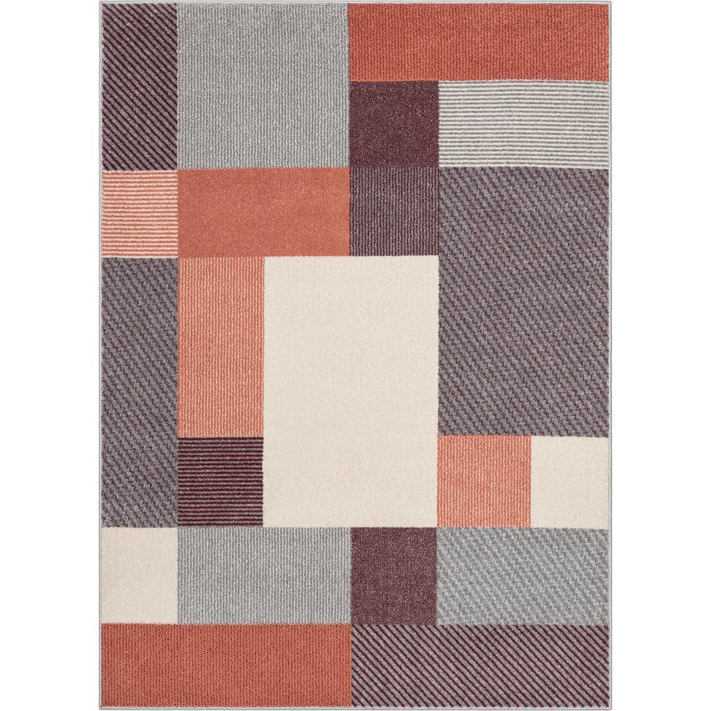 Floyd Home Rug Well Woven Sydney Wilma Modern Geometric Blush Grey 3 ft. 11 in. x 5 ft ...