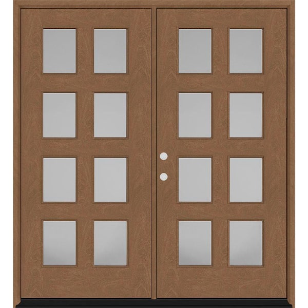 Steves & Sons Regency 72 in. x 80 in. 8L Modern Clear Glass RHIS Autumn Wheat Stained Fiberglass Double Prehung Front Door w/6 in.Jamb