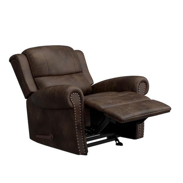 ProLounger 40 in. W Distressed Saddle Brown Faux Leather Rocking 3 Position Recliner