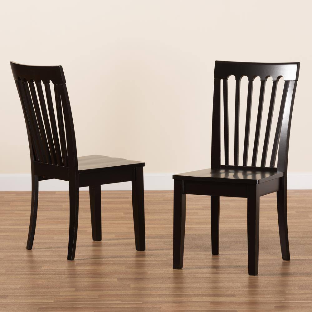 Sleek Dark Brown Wood and Cane Low Arm Chair
