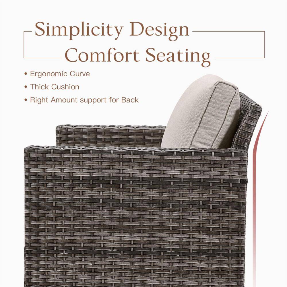 Valenta Gray Steel Frame Outdoor Lounge Chair with Cushions